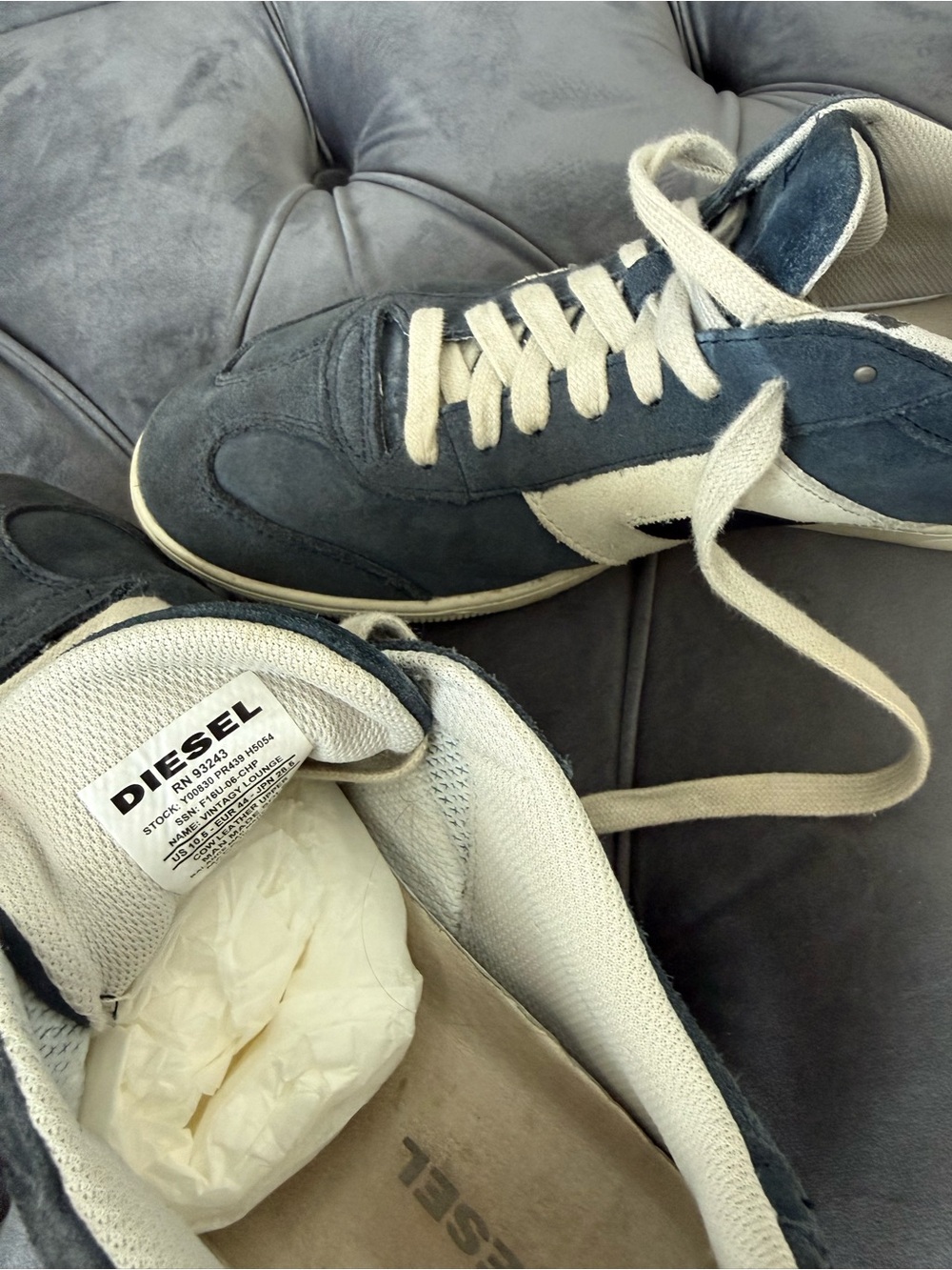 Diesel Lounge Men’s Sneakers Blue Suede Leather Casual Shoes Size 10,5 Box Y2K - Picture 11 of 12